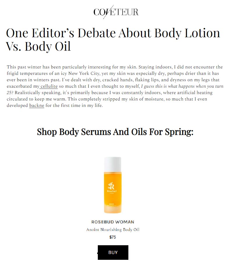 Coveteur: One Editor's Debate About Body Lotion vs. Body Oil