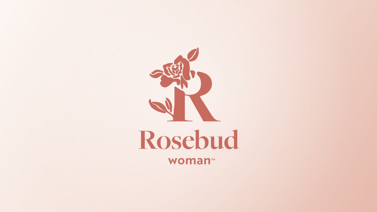 Rosebud Woman logo on a blush gradient