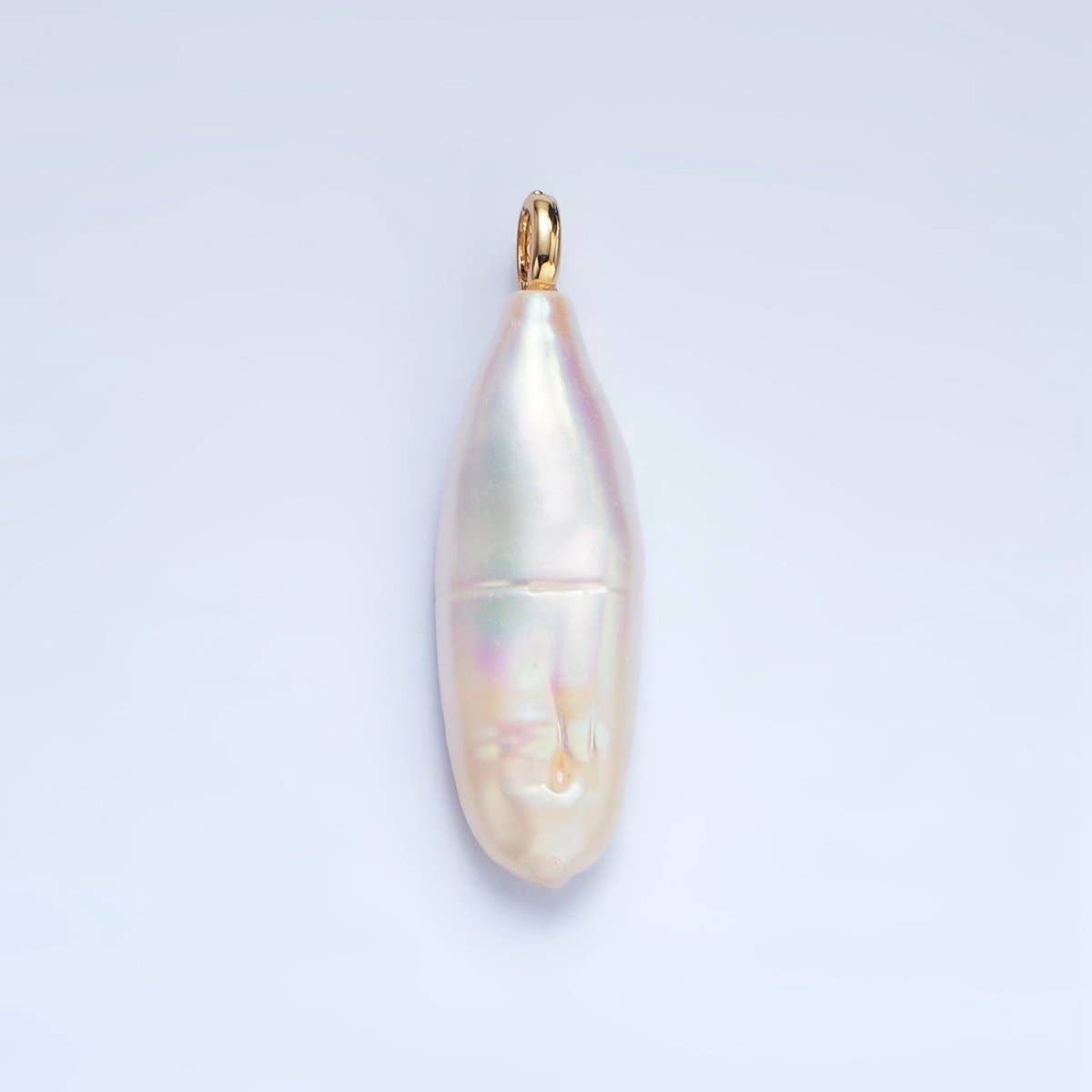 24K Gold Filled 30mm Freshwater Pearl Biwa Teardrop Charm | P1898
