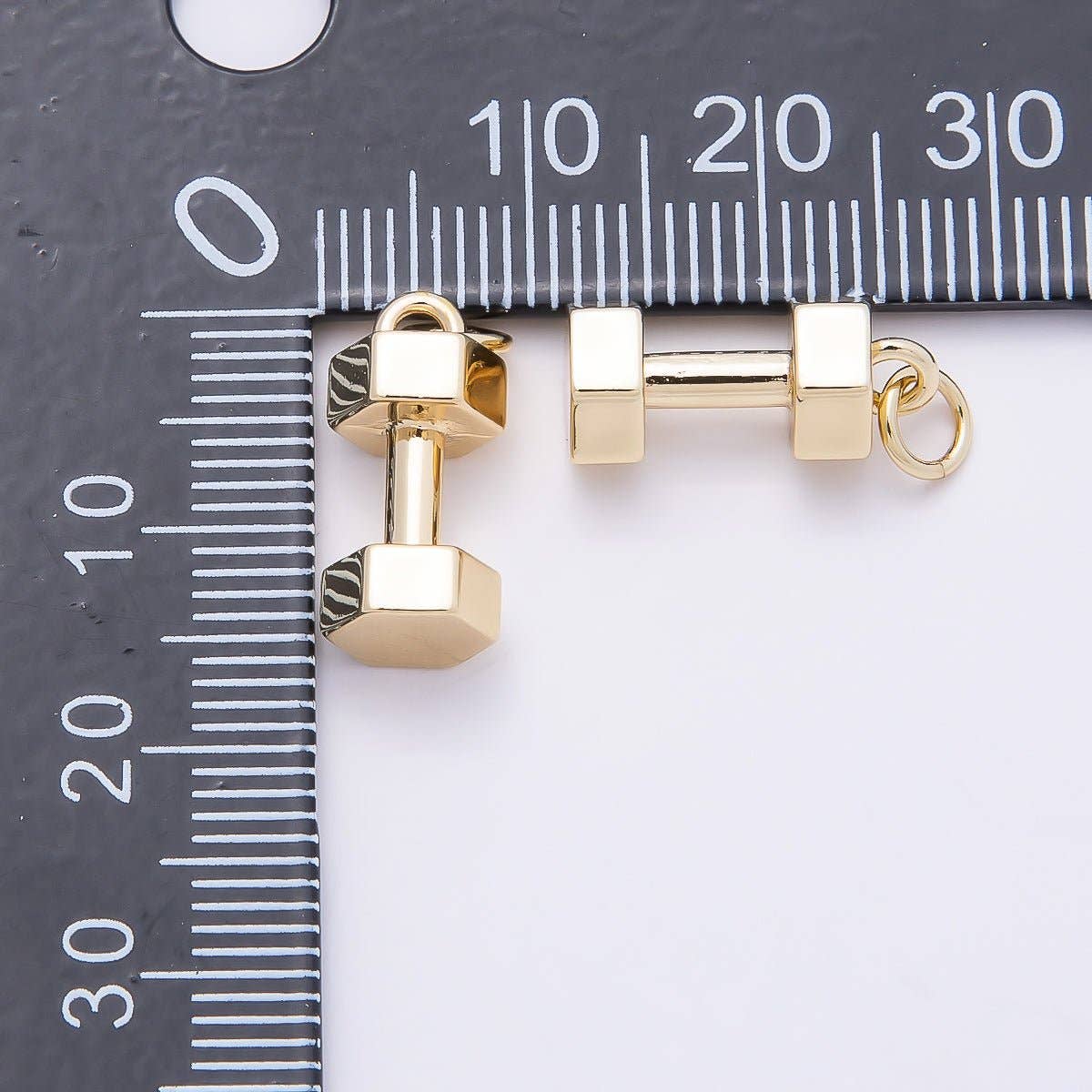 16K Gold Filled 16mm Minimalist Dumbbell 3D Multidimensional Charm | Charms-00864