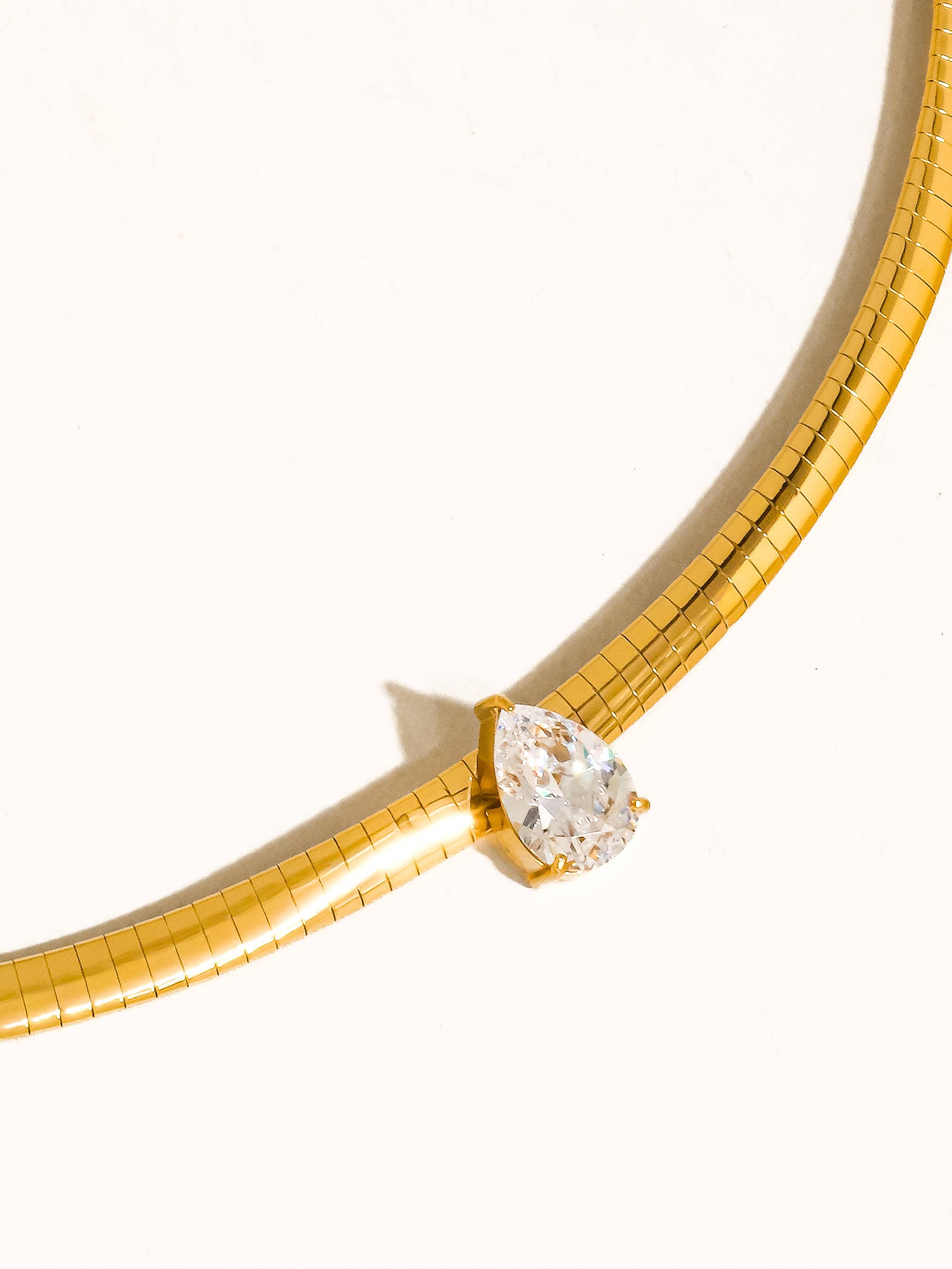 Northwood 18K Gold Non-Tarnish Teardrop CZ Choker Necklace
