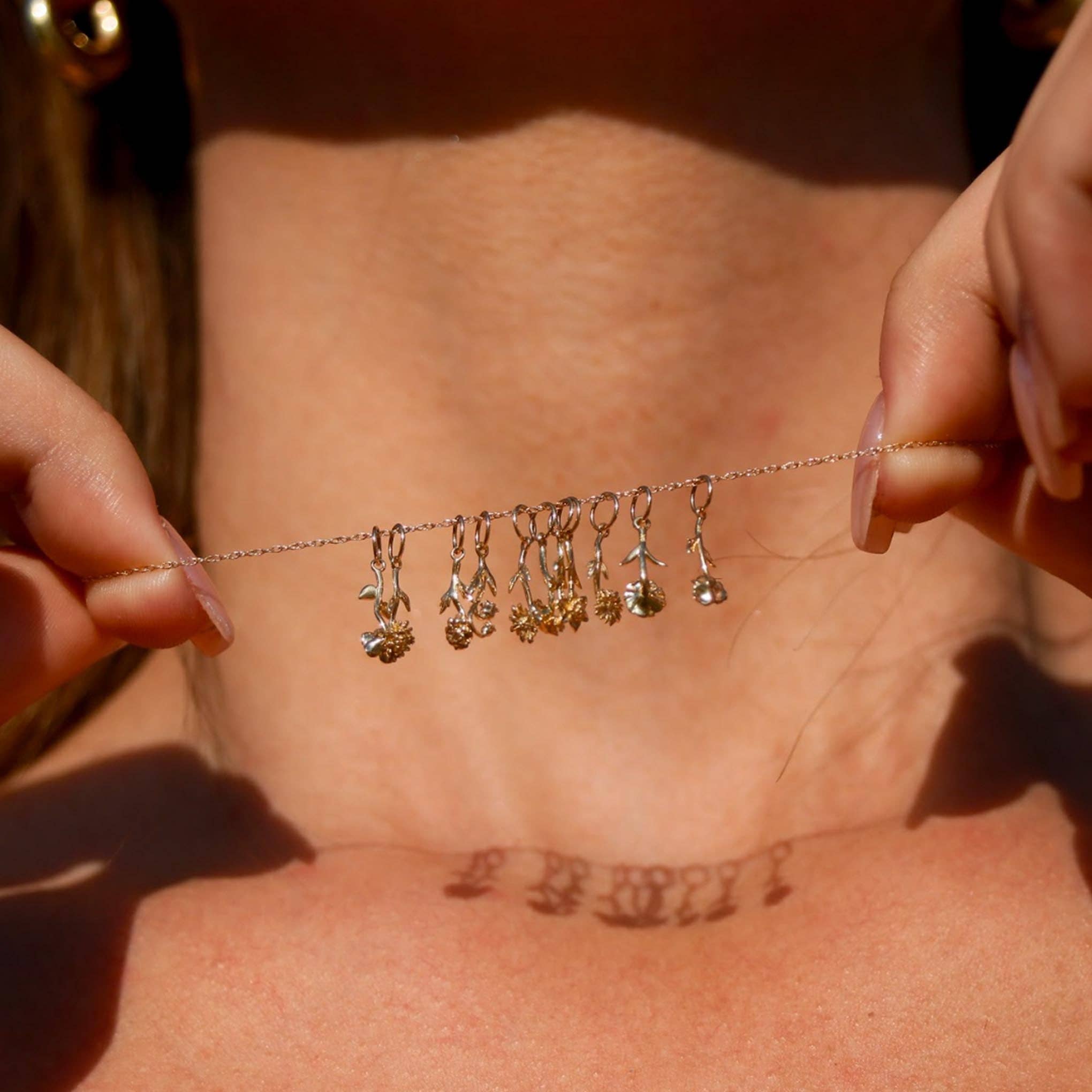 Solid 9kt Gold Rose Charm- June