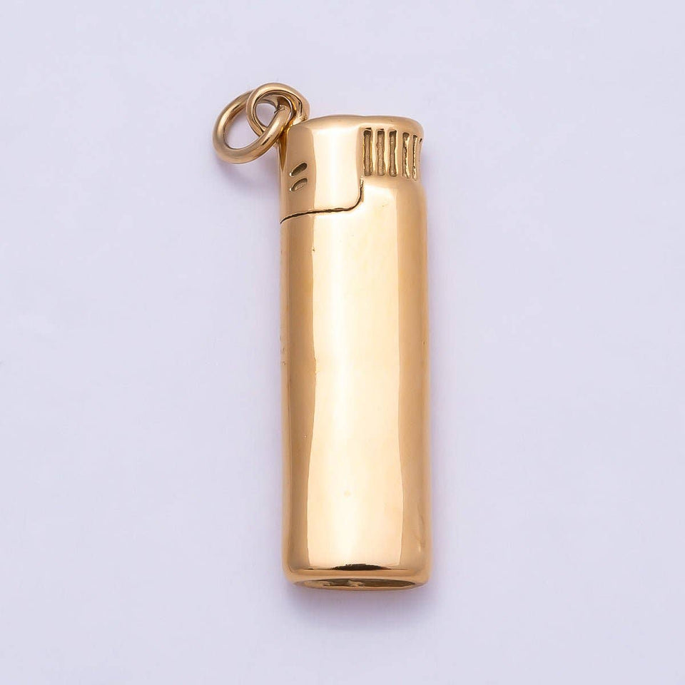 PVD Gold Stainless Steel 23mm Cigarette Lighter 3D Multidimensional Charm | Charms-01016