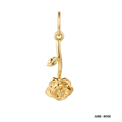 Solid 9kt Gold Rose Charm- June