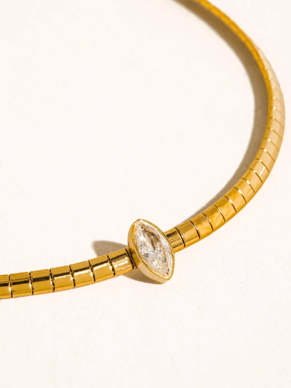 Wynter 18K Gold Non-Tarnish Marquise CZ Box Chain Choker