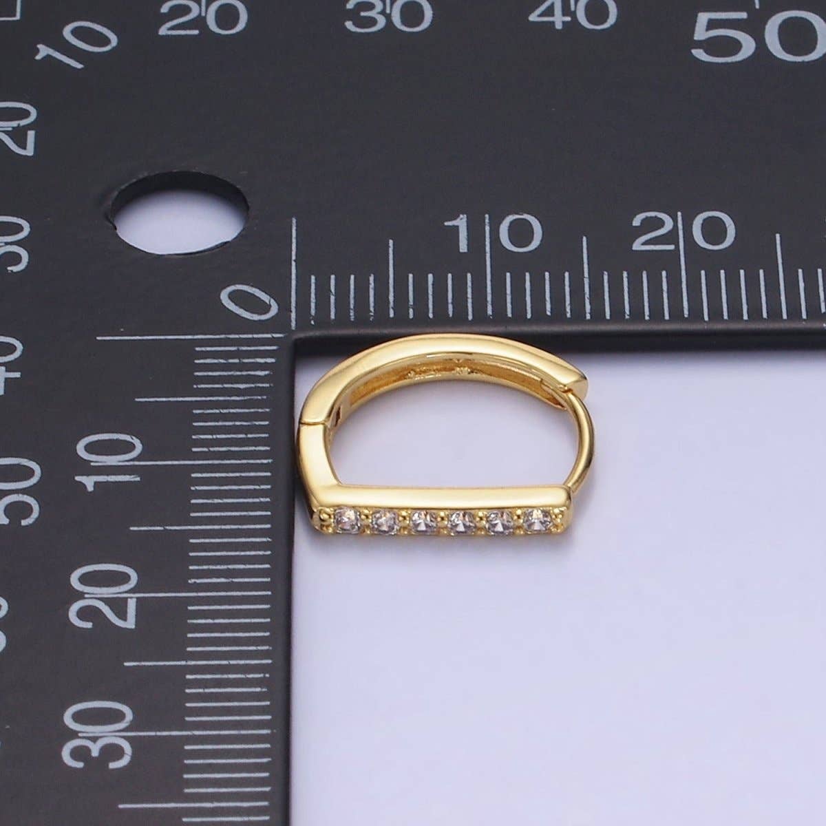 14K Gold Filled 15mm Micro Paved D Huggie Earrings | AB1328