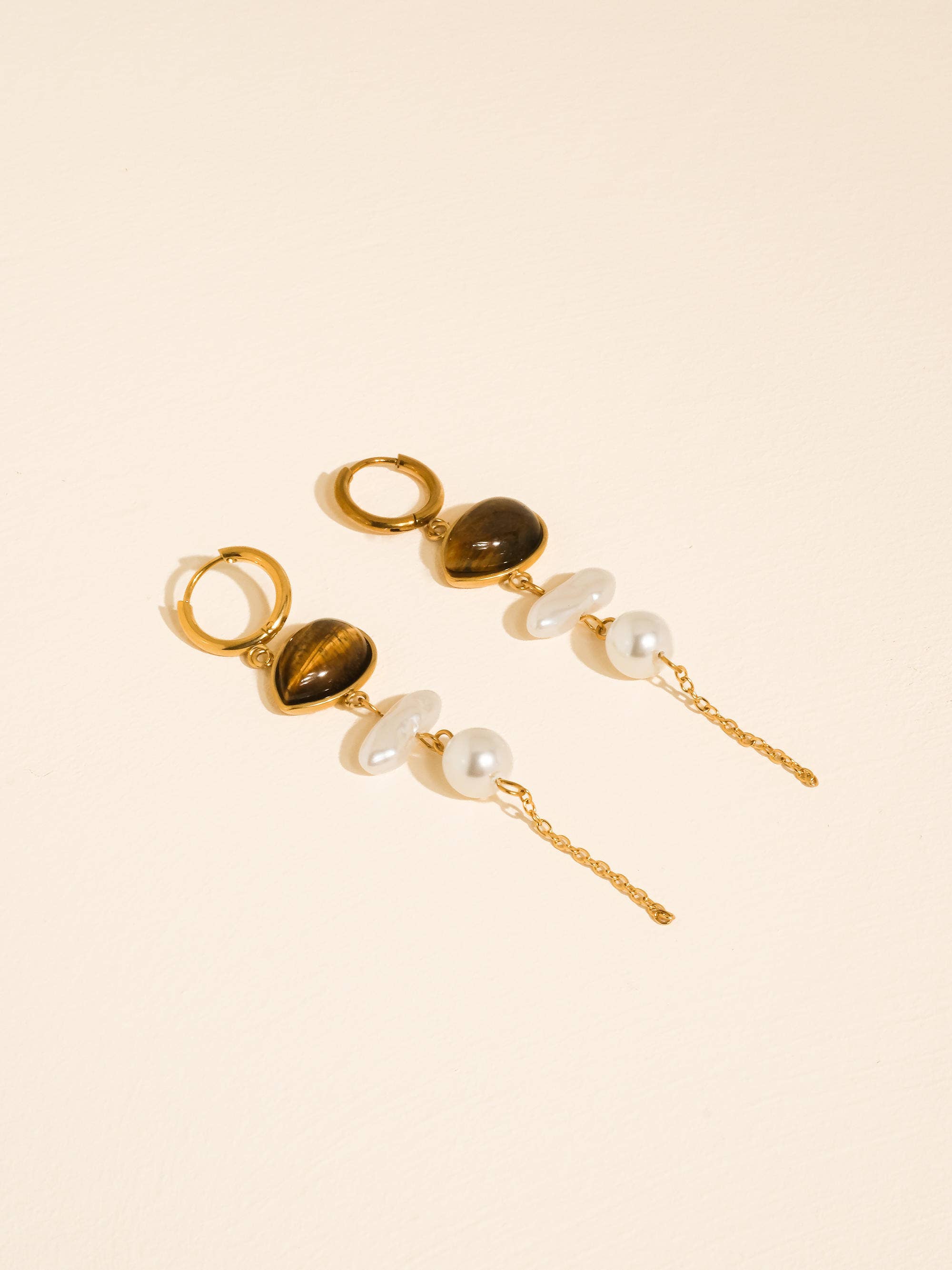 Libertine 18K Gold Natural Stone Pearl Drop Earrings