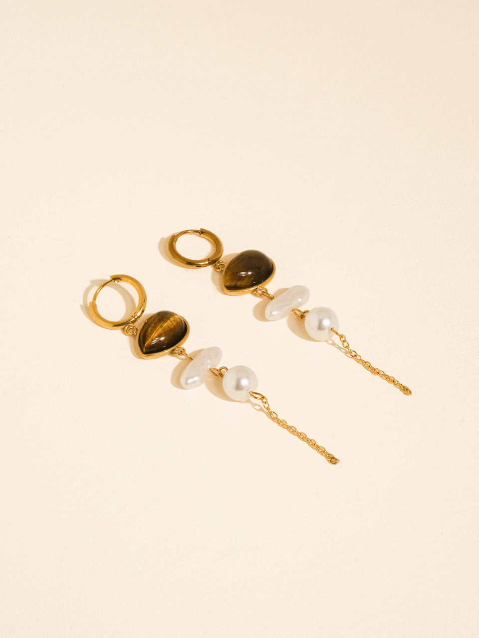 Libertine 18K Gold Natural Stone Pearl Drop Earrings