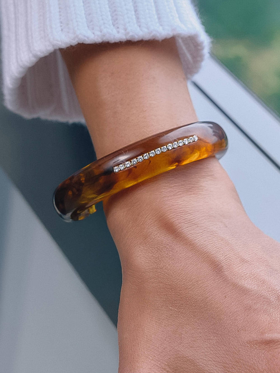 Bryony 18K Gold Non-Tarnish Amber Resin CZ Bracelet