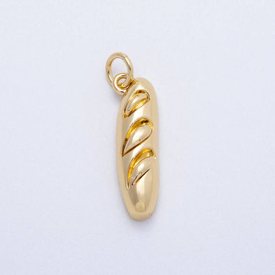 16K Gold Filled 21mm Bread Baguette Breakfast Charm | Charms-00717