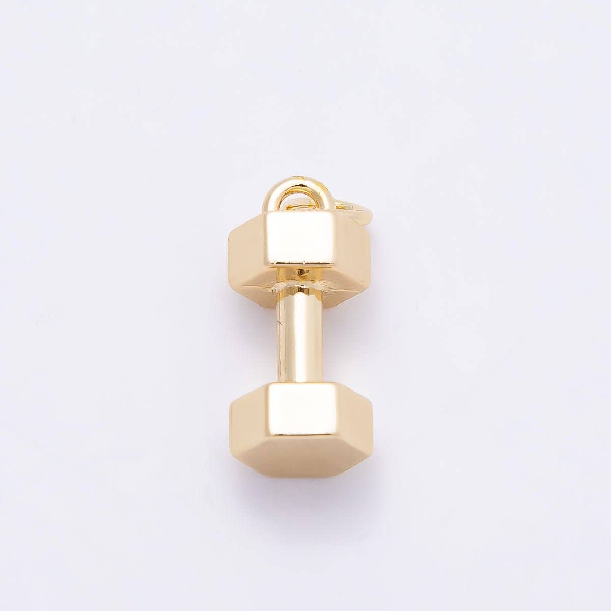 16K Gold Filled 16mm Minimalist Dumbbell 3D Multidimensional Charm | Charms-00864