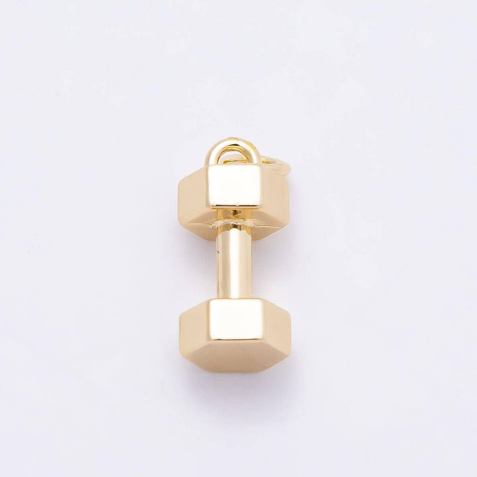 16K Gold Filled 16mm Minimalist Dumbbell 3D Multidimensional Charm | Charms-00864