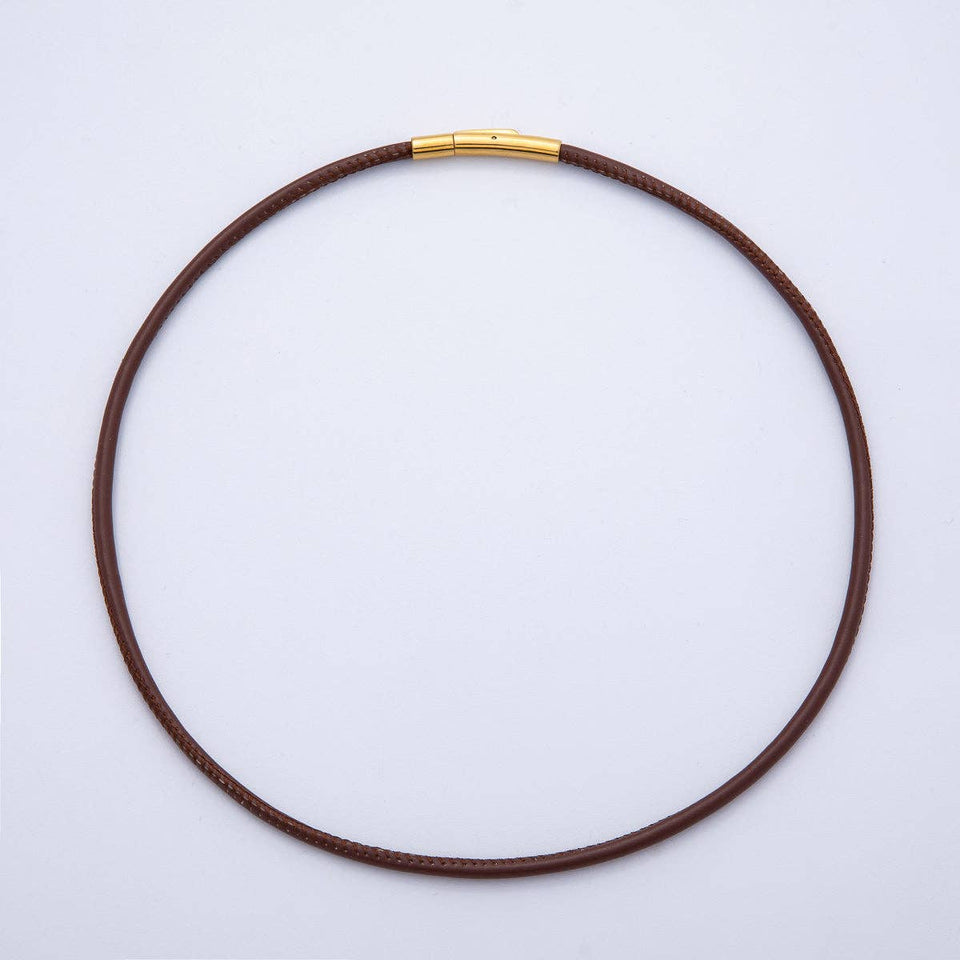 18K Gold Filled 4mm Black, Brown, Red, Blue Fall Faux Leather Cord 19 Inch Necklace | WA-3853 ~ WA-3856