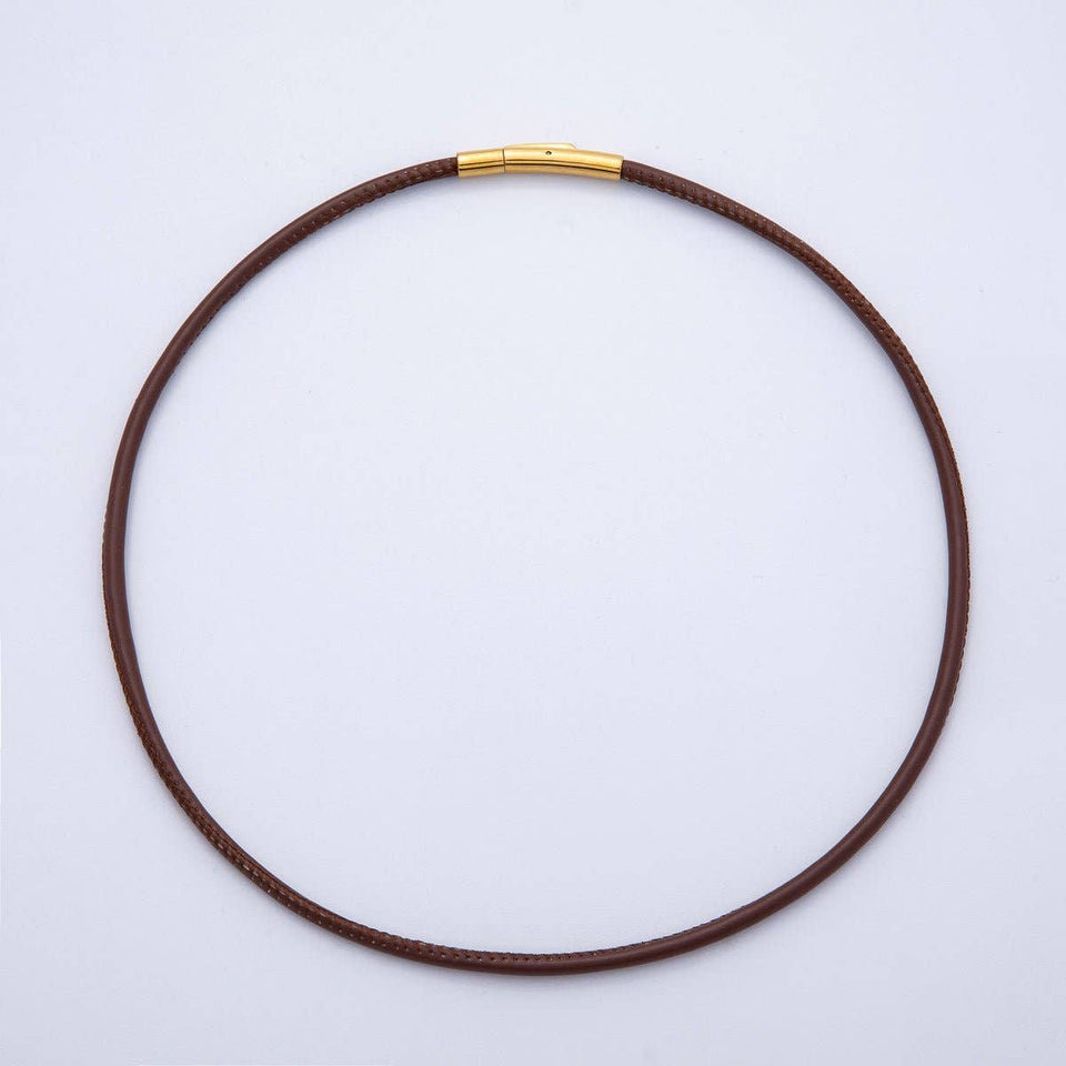 18K Gold Filled 4mm Black, Brown, Red, Blue Fall Faux Leather Cord 19 Inch Necklace | WA-3853 ~ WA-3856
