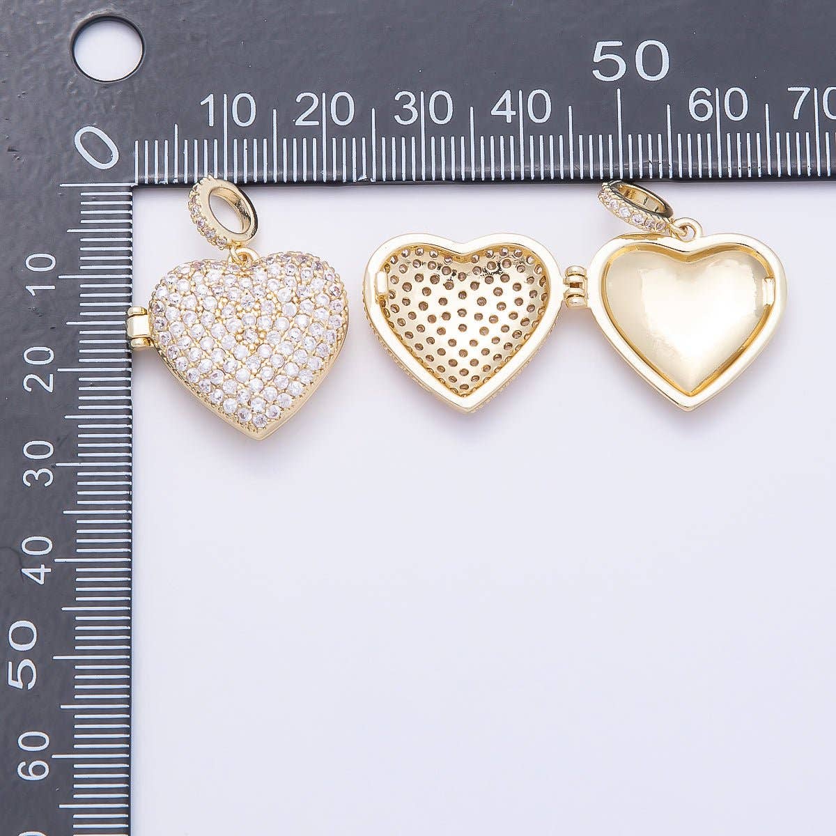 16K Gold Filled 22mm Micro Paved CZ Love Heart Locket Pendant | Charms-01033