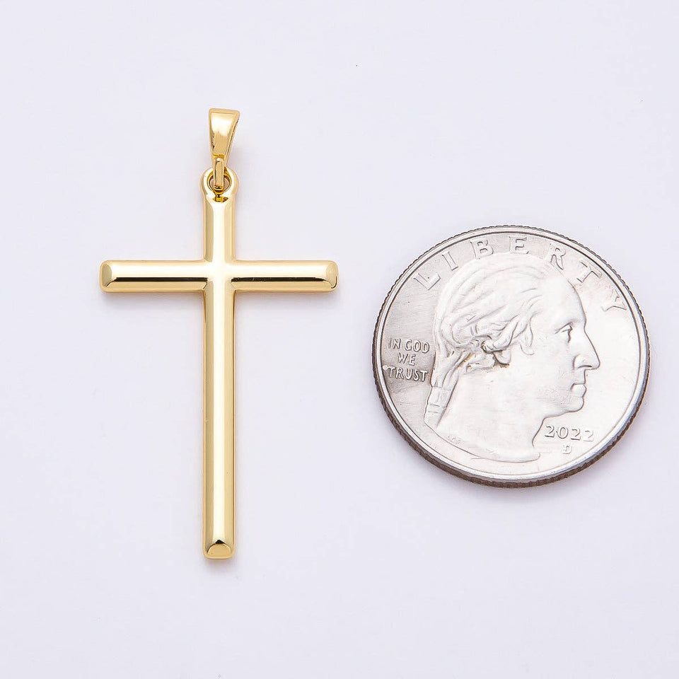 14K Gold Filled 36mm Plain Religious Cross Charm | Charms-00666