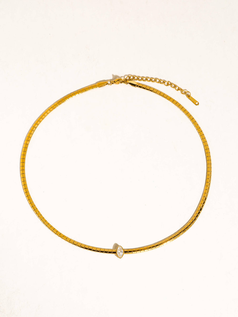 Wynter 18K Gold Non-Tarnish Marquise CZ Box Chain Choker