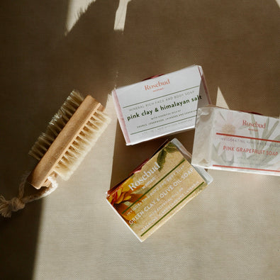 Trio of Handcut Organic Soaps with Complimentary Nail Brush