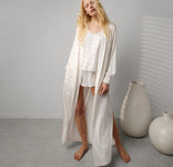 Long, Washable Mulberry Silk Long Robe in White