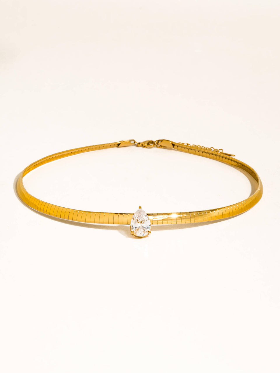 Northwood 18K Gold Non-Tarnish Teardrop CZ Choker Necklace