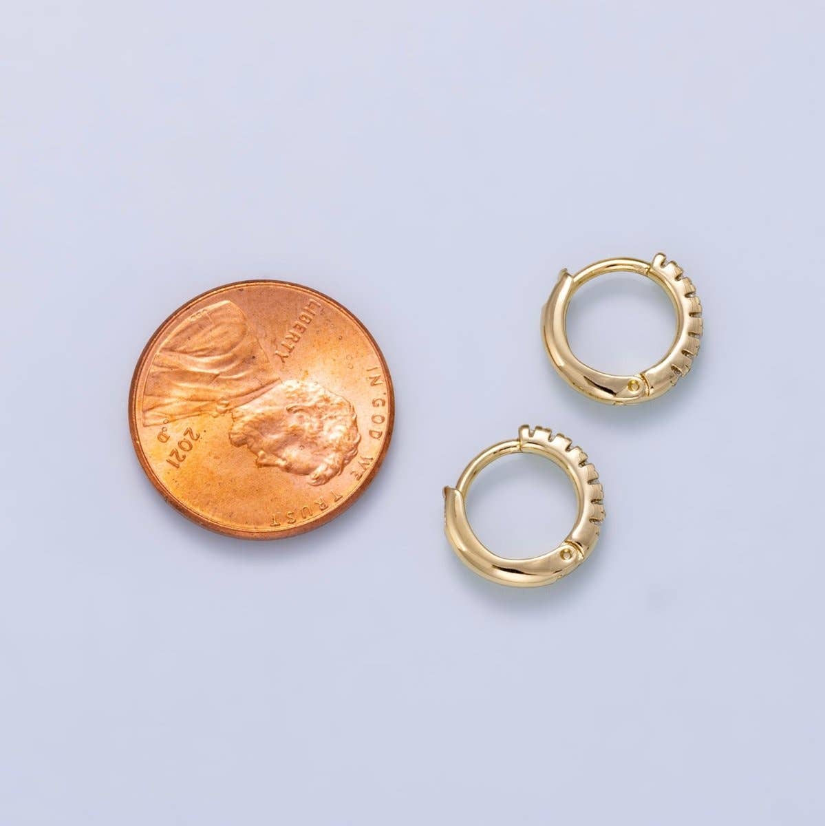 14K Gold Filled 11mm Micro Paved CZ Cartilage Huggie | Earrings-00685