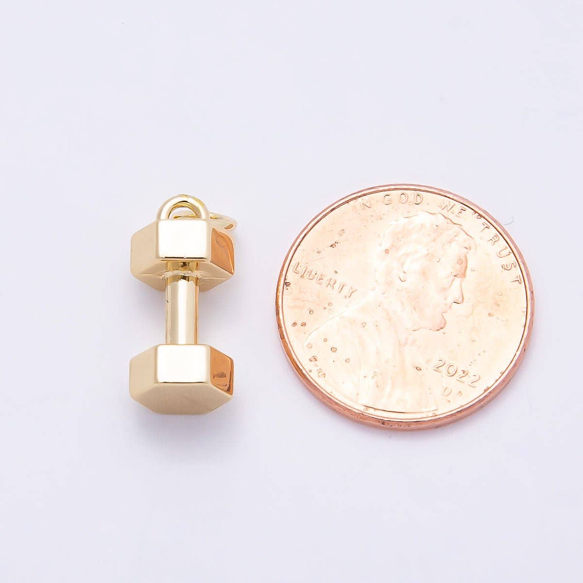 16K Gold Filled 16mm Minimalist Dumbbell 3D Multidimensional Charm | Charms-00864