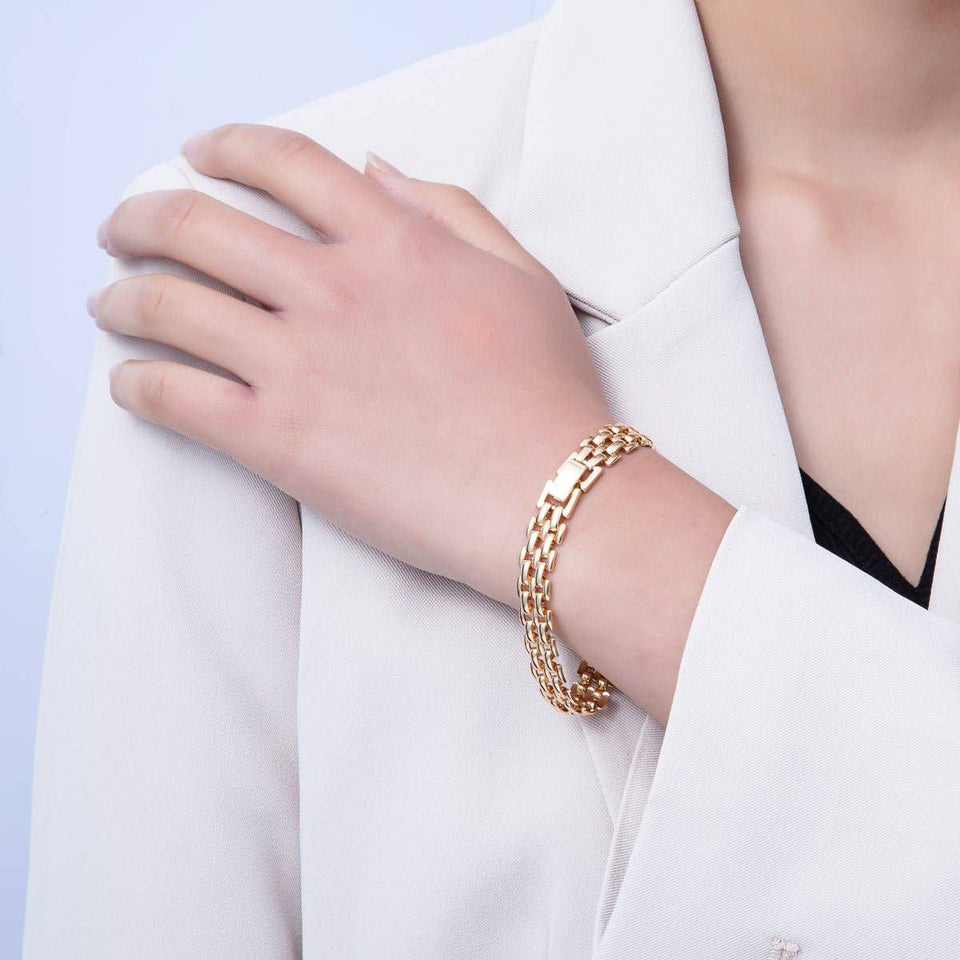 18K Gold Filled Minimalist Panther Chain Bracelet | WA-3947