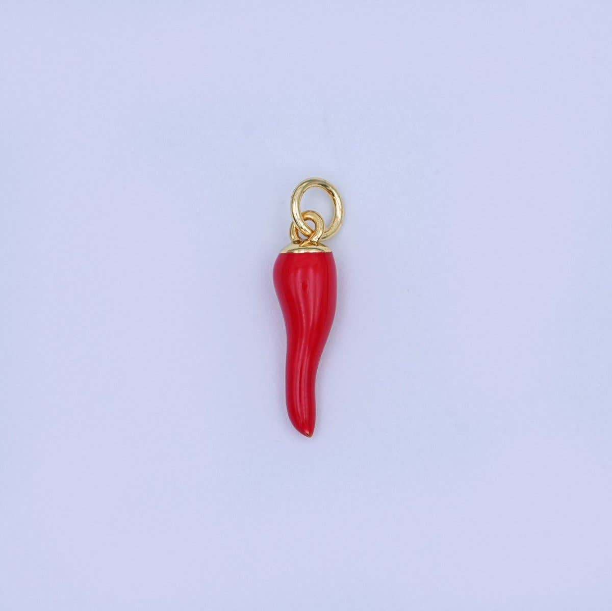 24K Gold Filled 17.5mm Red Enamel Chili Mini Charm | W478