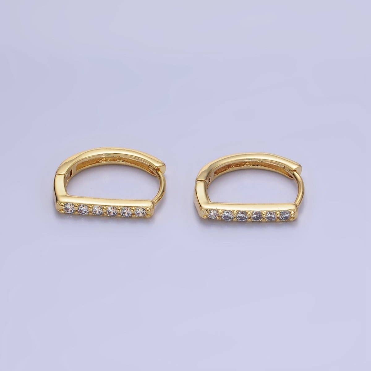 14K Gold Filled 15mm Micro Paved D Huggie Earrings | AB1328