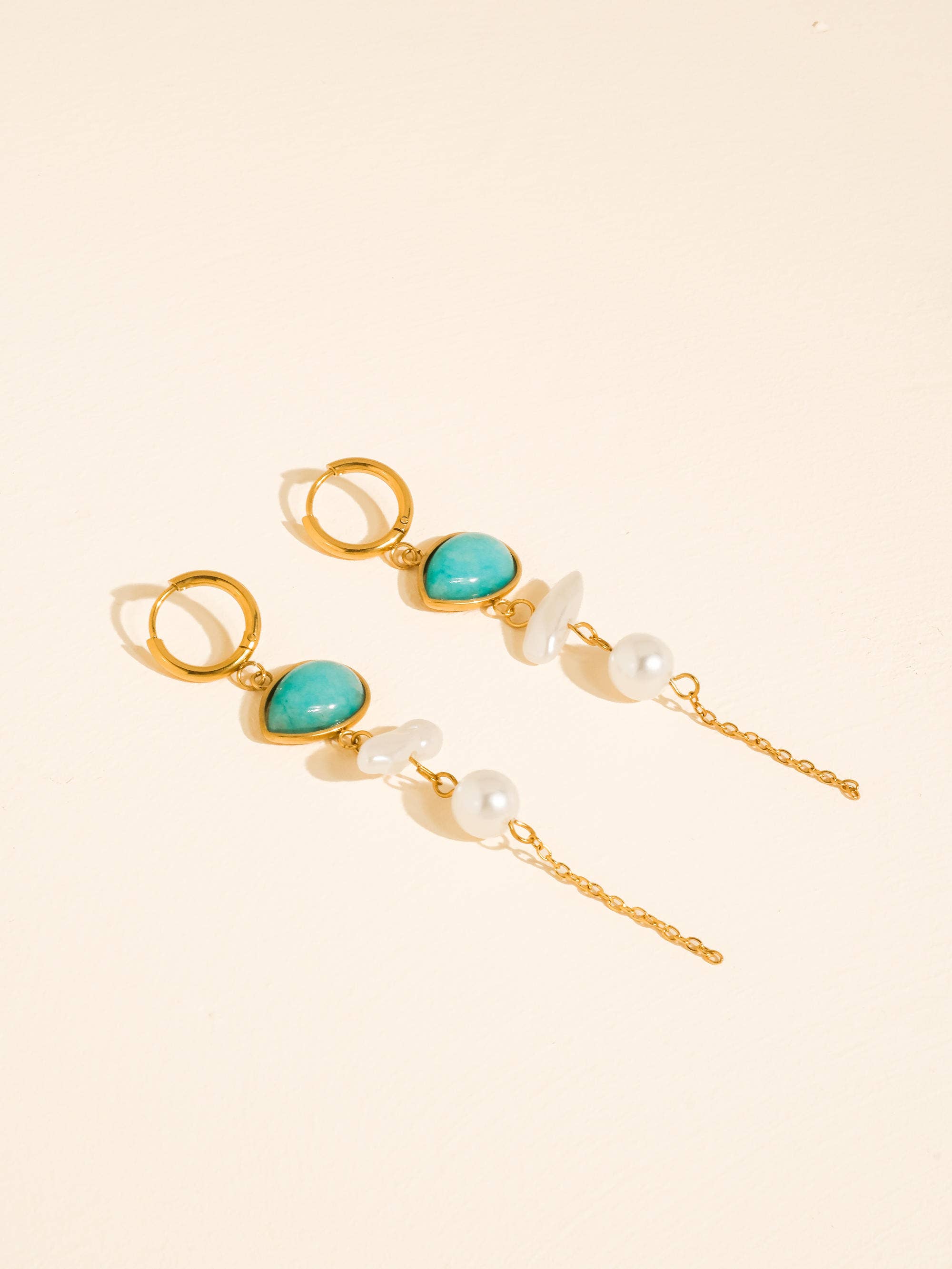 Libertine 18K Gold Natural Stone Pearl Drop Earrings