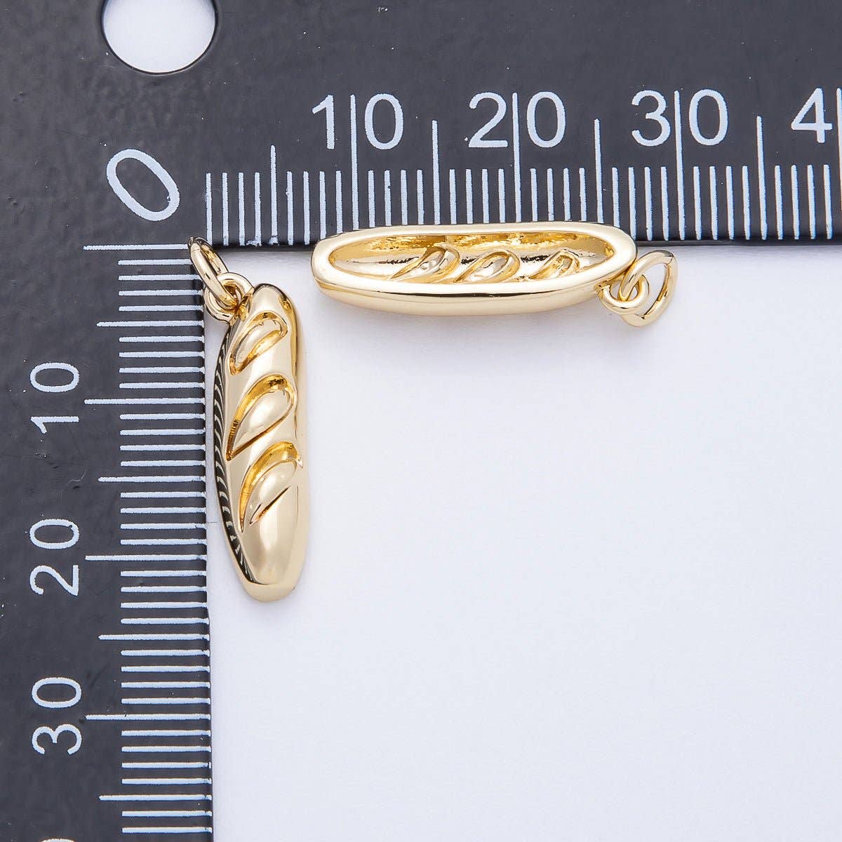 16K Gold Filled 21mm Bread Baguette Breakfast Charm | Charms-00717