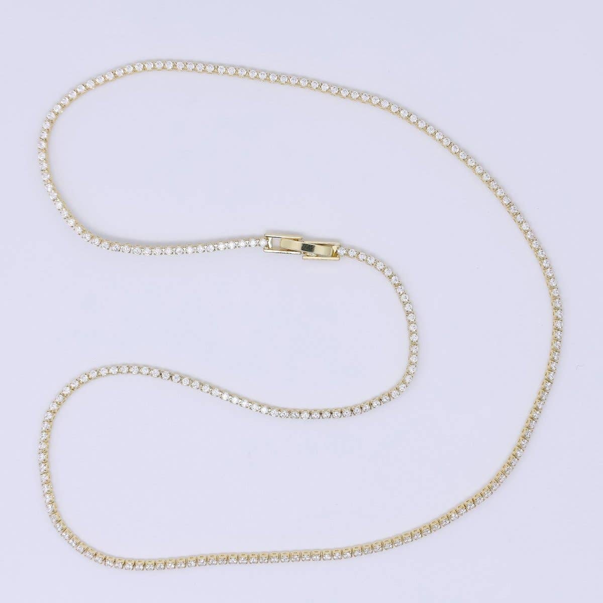 24K Gold Filled 1.7mm Clear Round CZ Classic Tennis Chain 18 Inch Necklace | WA-3809
