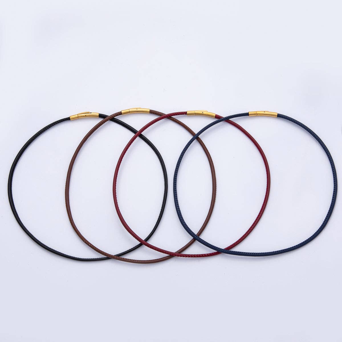 18K Gold Filled 4mm Black, Brown, Red, Blue Fall Faux Leather Cord 19 Inch Necklace | WA-3853 ~ WA-3856