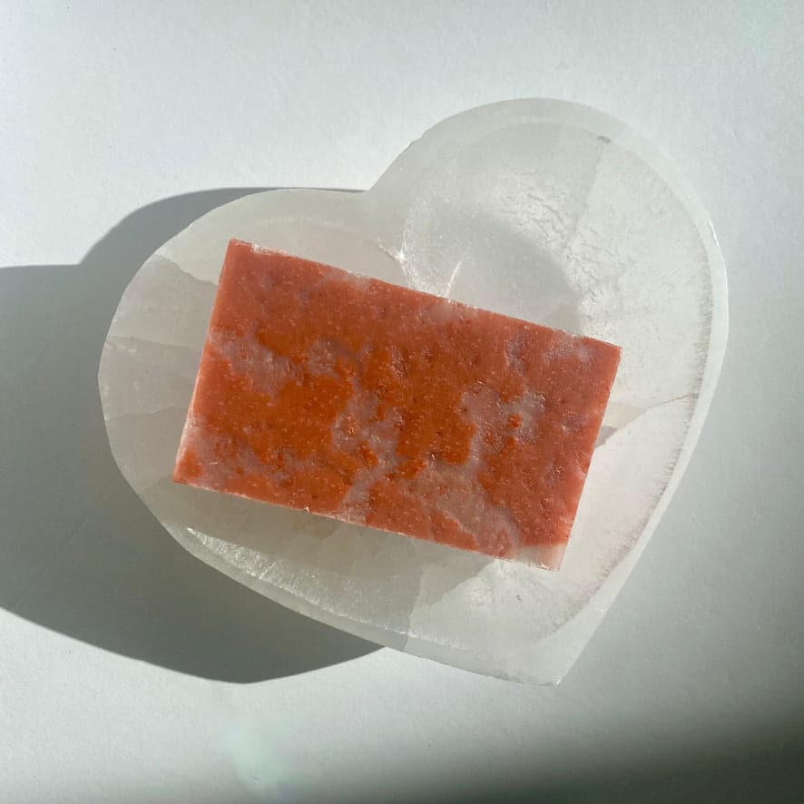 Hand Carved Selenite Heart Soap Dish