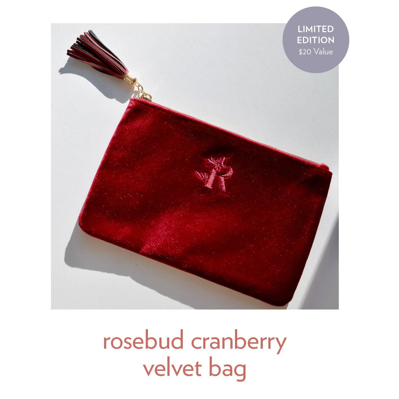 Rosebud Cranberry Velvet Bag